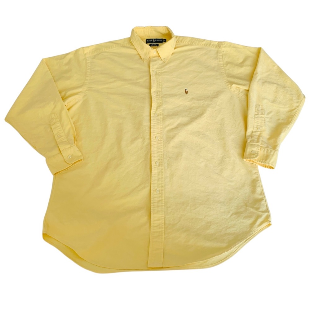 Ralph Lauren Blake Shirt Mens L Butter Yellow Cotton Oxford Button Down Preppy